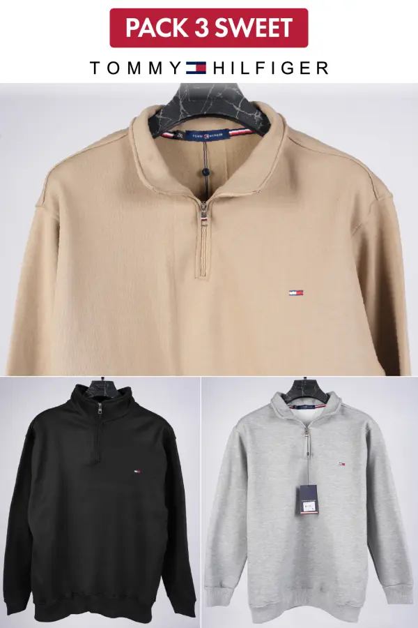 Pack Tommy Trio Premium – Sweatshirts Montonet Chauds & Doux (3 Couleurs) ref-P3STMH