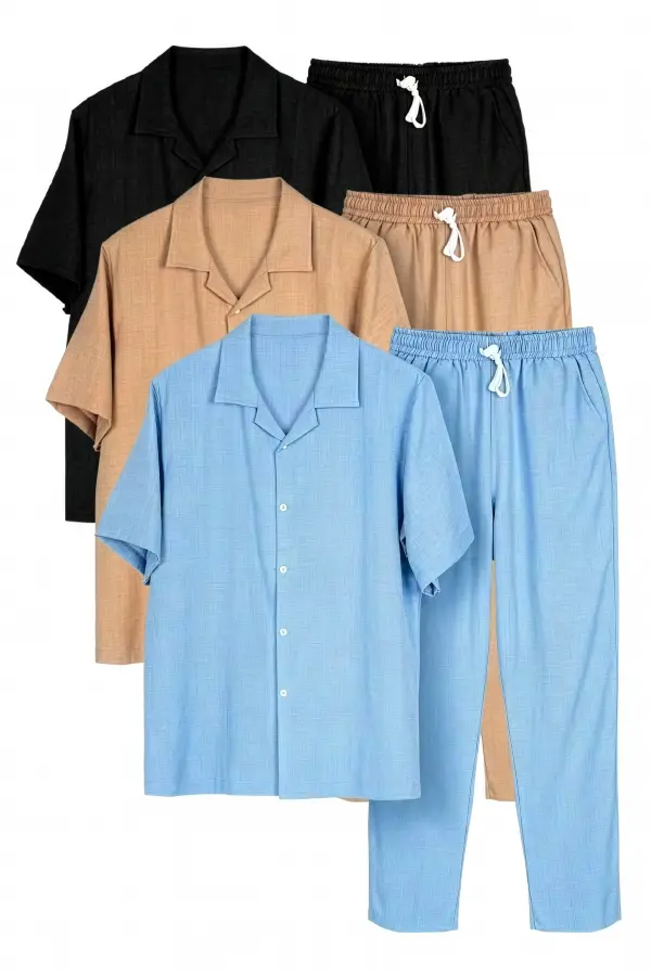 Ensemble Homme Lin Premium – Confort Été (Chemise + Pantalon) ref-SET-LIN-8421